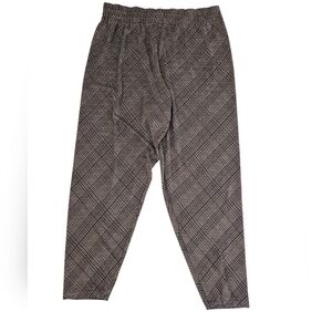 Pants Trousers Stretch Elastic Waistband 1x Brown & Black Pattern Plus Size